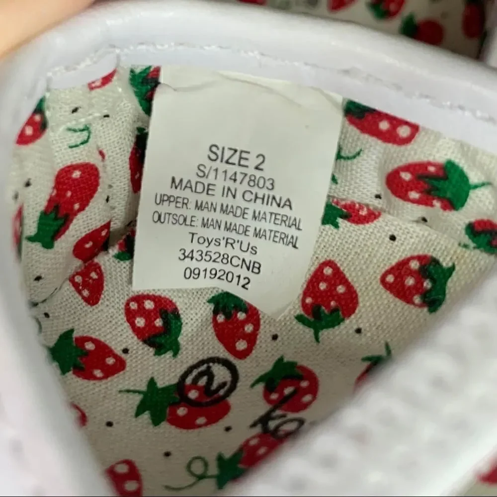 Koala Kids Baby Girl Size 2 White Strawberry Print Shoes